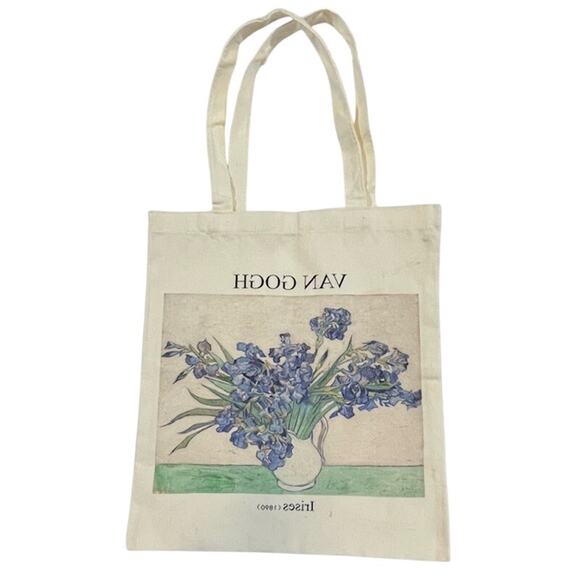 Vincent van Gogh's Canvas Tote Bag Featuring A Print Of Irises - Picture 3 of 3